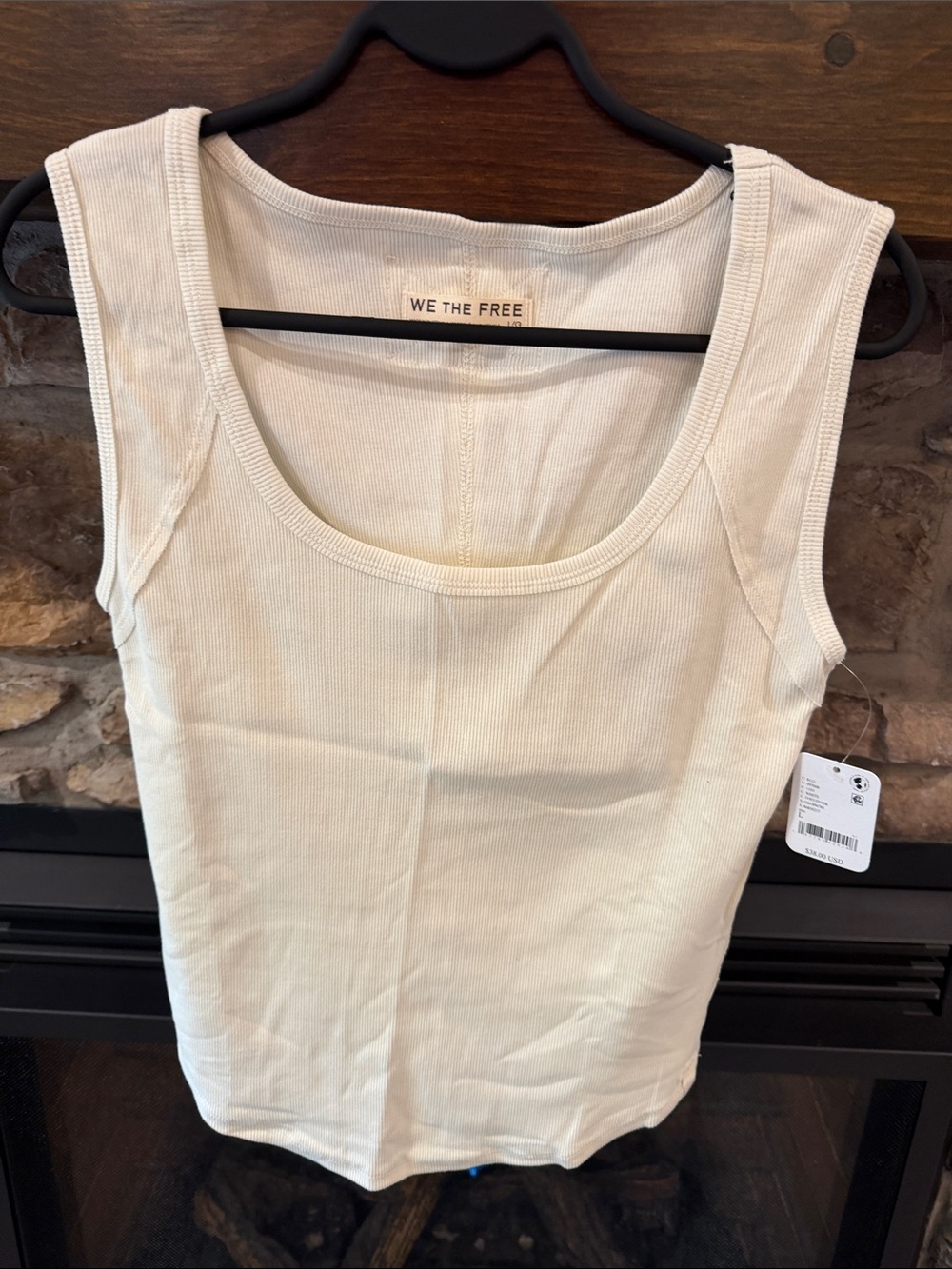 We The Free Cream Ribbed Scoop Tank Top